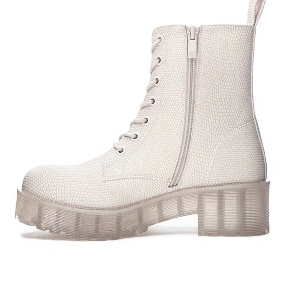 Snakeskin Leather Lace Up Combat Boots - Picture 3 of 8